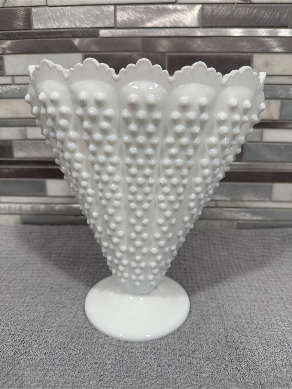 Hobnail Milk Glass Pedestal Vase